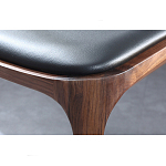 Стул деревянный с мягким сиденьем из черной натуральной кожи Moon Walnut Furniture варинант исполнения - 9 | Loft Concept в Омске