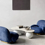 Дизайнерский журнальный стол с изогнутой столешницей на круглых ножках Rigilyr варинант исполнения - 3 | Loft Concept в Омске