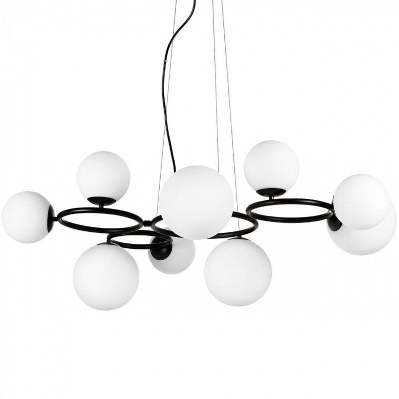 Люстра Bubbles on 4 Rings Chandelier Black Белый Черный Люстра Bubbles on 4 Rings Chandelier Black Белый Черный в Омске | Loft Concept