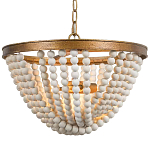 Люстра с подвесками в виде круглых деревянных белых бусин White Wooden Beads Chandelier варинант исполнения - 2 | Loft Concept в Омске