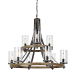 Люстра с цилиндрическим плафонами из толстого волнистого стекла в индустриальном стиле Feiss варинант исполнения - 1 | Loft Concept в Омске