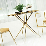 Обеденный стол с чёрной круглой столешницей на золотых ножках Rive Gauche Table варинант исполнения - 1 | Loft Concept в Омске