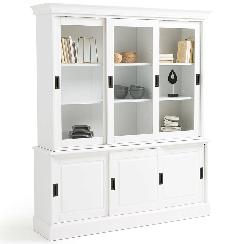 Витрина из массива сосны Cobbett White Wood Showcase Белый Прозрачное Стекло Черный Витрина из массива сосны Cobbett White Wood Showcase Белый Прозрачное Стекло Черный в Омске | Loft Concept
