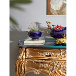 Чаша темно-синяя фарфоровая с бронзовыми ручками и ажурным ободком Eden Garden варинант исполнения - 4 | Loft Concept в Омске