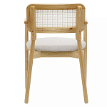 Стул обеденный с мягким сиденьем и спинкой из плетеного ротанга Wood and Textile Chair варинант исполнения - 4 | Loft Concept в Омске