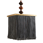 Люстра квадратная с бахромой и подвесом из деревянных бусин Psyche варинант исполнения - 2 | Loft Concept в Омске