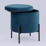 Синий пуф на черных ножках SANJAY варинант исполнения - 2 | Loft Concept в Омске