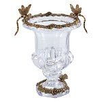 Ваза из прозрачного стекла на бронзовой подставке с ободком и ручками в виде стрекоз Eden Garden варинант исполнения - 1 | Loft Concept в Омске