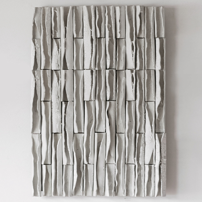 Объемное Панно на стену White Micro Waves Белый бетон в Омске | Loft Concept 