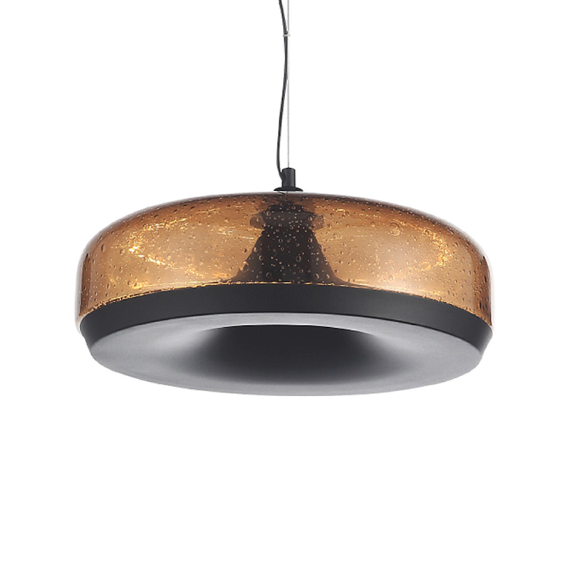 Подвесной светильник с стеклянным плафоном LED 42W 3000K Glass Textured Lampshade Черный Коричневый в Омске | Loft Concept 