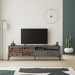 ТВ-тумба с раздвижными дверцами Mallin Metal TV Stand варинант исполнения - 4 | Loft Concept в Омске