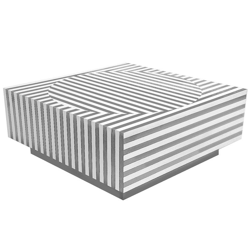 Большой журнальный Стол с инкрустацией Mandika Bone Inlay Coffee Table Серый Белый в Омске | Loft Concept 