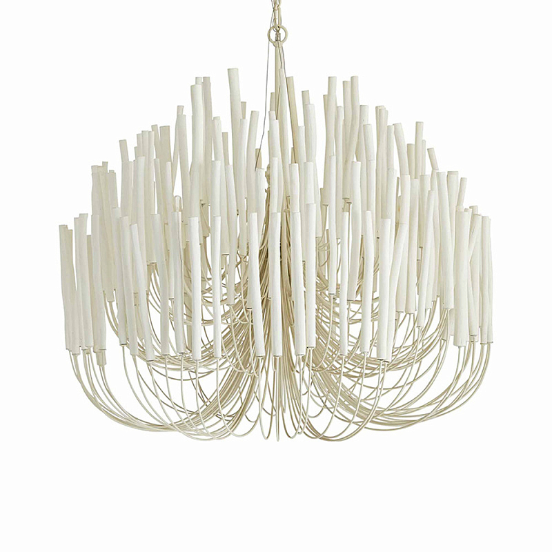 Люстра белая с несколькими ярусами деревянных палочек Bright Wooden Chandelier Белый Люстра белая с несколькими ярусами деревянных палочек Bright Wooden Chandelier Белый в Омске | Loft Concept