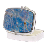 Таблетница карманная прямоугольная на 2 отделения с зеркалом и накладкой из натурального камня Лазурит Silver Stone Pillboxes варинант исполнения - 2 | Loft Concept в Омске
