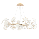 Люстра круглая с белыми лепестками из керамики и прозрачными хрустальными цветками Диаметр 82 см Wintery flovers варинант исполнения - 2 | Loft Concept в Омске