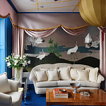 Обои ручная роспись Tsuro Cranes Original colourway on Tarnished Silver gilded paper варинант исполнения - 1 | Loft Concept в Омске