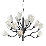 Люстра подвесная черного цвета с ветвями и белыми фарфоровыми цветами Floralis варинант исполнения - 1 | Loft Concept в Омске