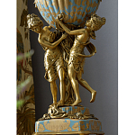 Ваза голубого цвета из фарфора с золотым растительным орнаментом и бронзовыми фигурками женщин Eden Garden porcelain and bronze варинант исполнения - 6 | Loft Concept в Омске