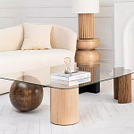 Дизайнерский журнальный стол с прозрачной столешницей и ножками в форме геометрических фигур Pytusin варинант исполнения - 2 | Loft Concept в Омске