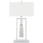 Настольная лампа с прямоугольным тканевым абажуром на белом мраморном основании Silver Threads варинант исполнения - 3 | Loft Concept в Омске