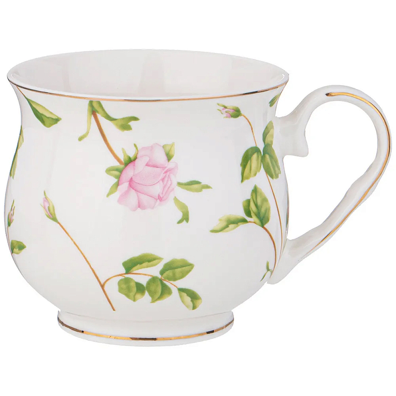 Кружка фарфоровая белая с цветочным принтом 480 мл Flower Porcelain Collection Белый Мульти Кружка фарфоровая белая с цветочным принтом 480 мл Flower Porcelain Collection Белый Мульти в Омске | Loft Concept