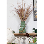 Ваза зеленого цвета из фарфора с бронзовыми ручками в виде драконов и рельефным цветочным декором Eden Garden porcelain and bronze варинант исполнения - 7 | Loft Concept в Омске