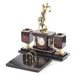 Настольный письменный набор из яшмы с часами в подарочной упаковке Manager Organizer варинант исполнения - 2 | Loft Concept в Омске