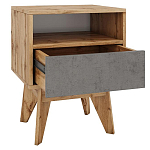 Тумба прикроватная с ящиком и фасадом цвета серый бетон Grace of Furniture варинант исполнения - 2 | Loft Concept в Омске