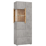 Шкаф-витрина двухдверная с фасадом цвета серый бетон Grace of Furniture варинант исполнения - 2 | Loft Concept в Омске