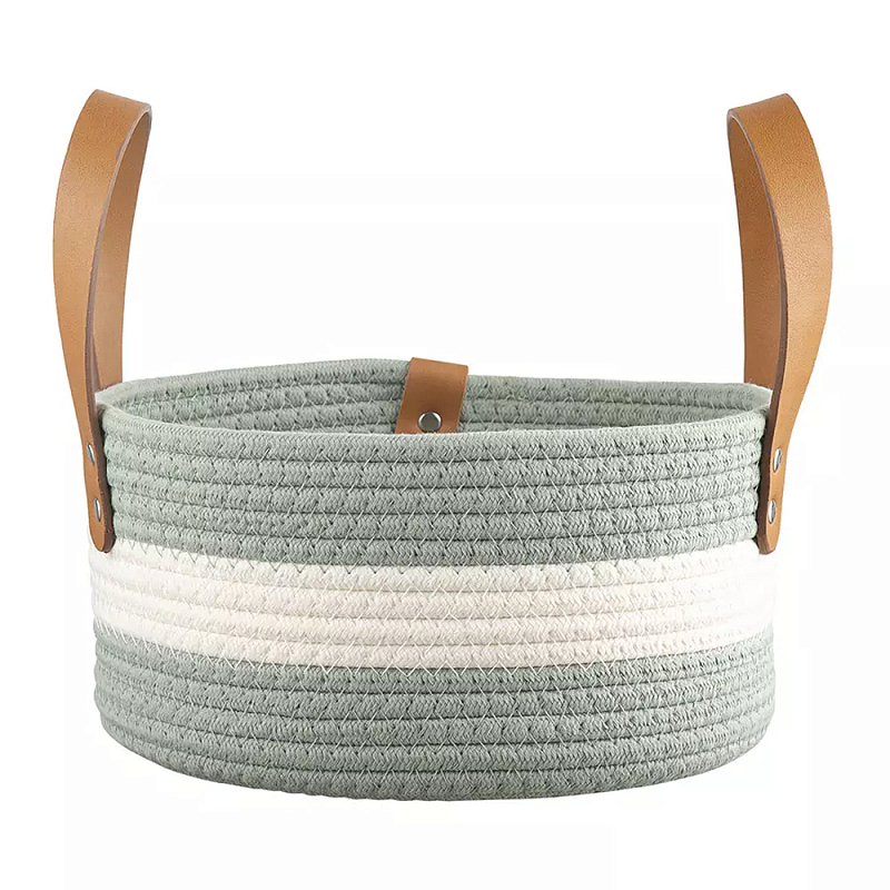 Корзина для хранения с ручками Interlacement Green Бежевый Зеленый в Омске | Loft Concept 