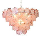 Люстра с каскадом из круглых розовых стеклянных дисков Pink Light Waterfall варинант исполнения - 5 | Loft Concept в Омске