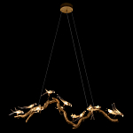 Люстра подвесная линейная с прозрачными стеклянными птичками на ветвях Serip Voa варинант исполнения - 3 | Loft Concept в Омске