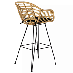 Стул барный с ротанговым плетением Half Bar Chair with Wicker с подлокотниками варинант исполнения - 4 | Loft Concept в Омске