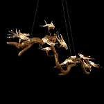 Люстра подвесная линейная с прозрачными стеклянными птичками на ветвях Serip Voa варинант исполнения - 9 | Loft Concept в Омске