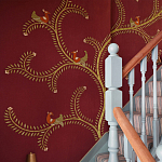 Обои с вышивкой ручной работы Fyodor Original colourway on Merlot linen варинант исполнения - 2 | Loft Concept в Омске