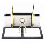 Настольный письменный набор из белого мрамора с часами Marble Accessory варинант исполнения - 1 | Loft Concept в Омске