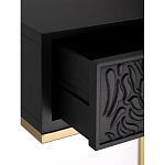 Приставной столик с резным узором на выдвижном ящике Black Table Carved Pattern варинант исполнения - 3 | Loft Concept в Омске