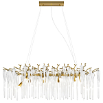 Люстра подвесная прямоугольная с бронзовыми акцентами и прозрачными стеклянными каплями Droplet Chandelier варинант исполнения - 1 | Loft Concept в Омске