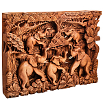 Панно из дерева пять слонов Panel With Animals варинант исполнения - 2 | Loft Concept в Омске