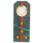 Часы погон ВС подарочные настольные из натурального камня Змеевик Military Clock варинант исполнения - 10 | Loft Concept в Омске