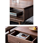 Кофейный стол из дерева с ящиком и нишей для хранения Coffee Walnut Table варинант исполнения - 4 | Loft Concept в Омске