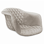 Барный стул со спинкой и мягкой обивкой с ромбами на 4-х деревянных ножках Бежевый Велюр Ava Charm варинант исполнения - 2 | Loft Concept в Омске