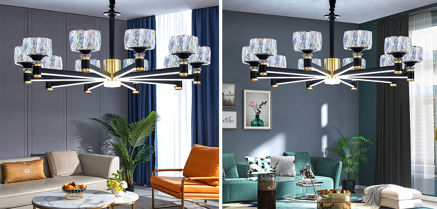 Дизайнерская Люстра 10 хрустальных плафонов Crystal Shades Chandelier Дизайнерская Люстра 10 хрустальных плафонов Crystal Shades Chandelier - Loft-Concept в Омске