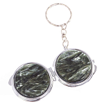 Зеркало брелок карманное двухстороннее из натурального камня Серафинит Stone Mirrors варинант исполнения - 6 | Loft Concept в Омске