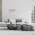 Люстра с 7-ю прозрачными плафонами из стекла в форме капли на круглом потолочном основании цвета хром Lucid Rain  варинант исполнения - 11 | Loft Concept в Омске