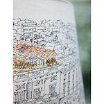 Настольная лампа с принтом на белом тканевом абажуре Roof Garden Lamp варинант исполнения - 4 | Loft Concept в Омске