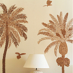 Обои с вышивкой ручной работы Deco Palms Raffia on linen варинант исполнения - 1 | Loft Concept в Омске