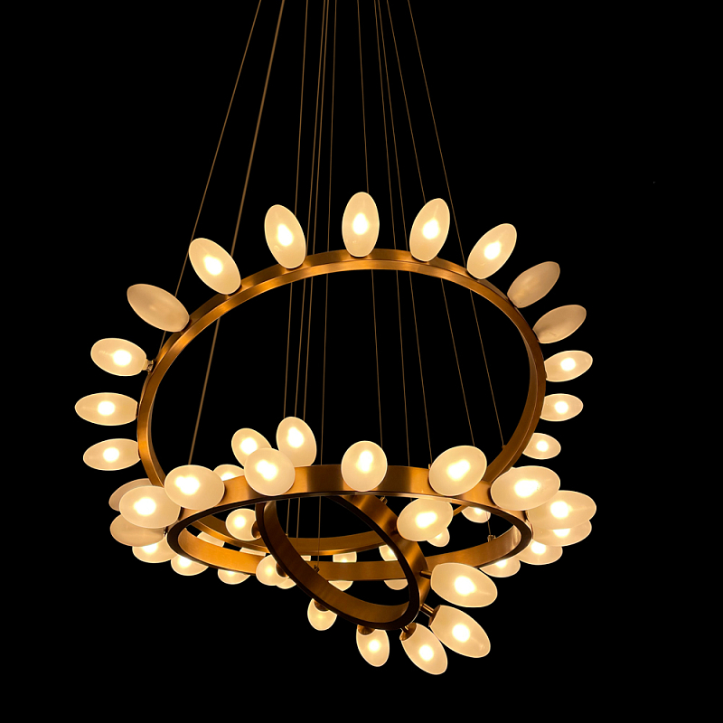 Люстра подвесная светодиодная с 4-мя кольцами Champagne Splashes Медь Белый в Омске | Loft Concept 