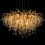 Люстра подвесная с прозрачными стеклянными подвесками в форме капель Диаметр 100 см Droplet Chandelier варинант исполнения - 8 | Loft Concept в Омске