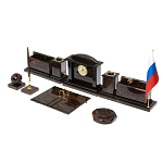 Настольный письменный набор с часами из природного камня обсидиана  Gift for Manager варинант исполнения - 2 | Loft Concept в Омске